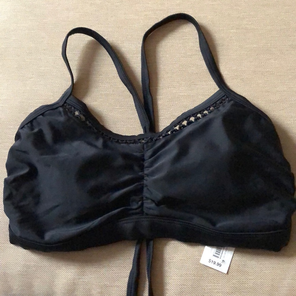 Xhilaration Black Bikini Top Crochet Line 22W